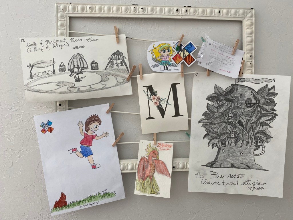 Myth-Keepers Mood Board, which includes character and location sketches from over the years.