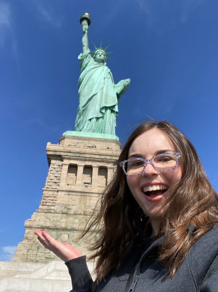 me in front of the statue of Liberty